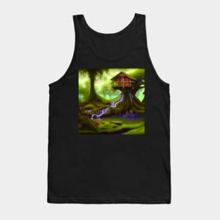 Tree House Portrait, greenery Outside Tank Top